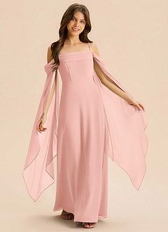 Azazie Moana Junior Linia A Pofałdowany Szyfon Długość podłogi Młodsza druhna Sukienka image1