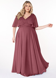 Azazie Pamela Bridesmaid Dresses Desert Rose A-Line V-Neck Pleated Chiffon Dress image8