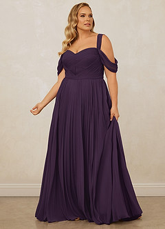 Christian Siriano Bridal for Azazie 1013 Bridesmaid Dresses Plum A-Line Off the Shoulder Chiffon Dress image13