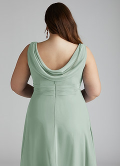Azazie Karina Bridesmaid Dresses Agave A-Line Pleated Chiffon Dress image10