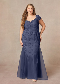 Azazie Marbella Mother of the Bride Dresses Stormy Mermaid Queen Anne Sequins Lace Dress image8