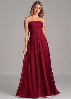 Azazie Lucienne Bridesmaid Dresses Burgundy A-Line Strapless Chiffon Convertible Dress image3
