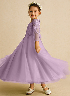 Azazie Precious Blumenmädchenkleider A-Linie Spitze Tüll Kleid Blauregen image5
