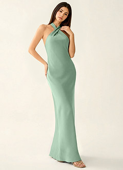Manllanda Agave Green Bows Satin Prom Dress image3