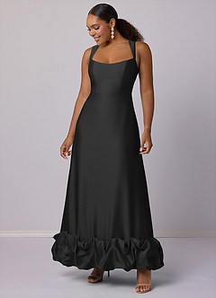 Barbie ♥ Azazie Bridesmaid Dresses Black A-Line with Pockets Stretch Satin Dress image8