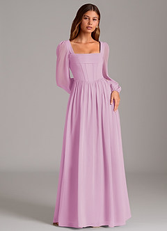 Azazie Maree Vestidos de damas de honor Vestido de Rosa Caramelo de Gasa de Corte en A con Corsé image4