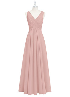 Azazie Flora Robes de demoiselle d'honneur Robe Trapèze en Mousseline de soie Plissée Rose Poudré image7