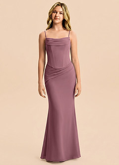 Azazie Sorrel Junior Meerjungfrau-Linie Plissee Chiffon Kleid Amethyst image5
