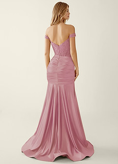 Briareny Rose Robe de bal en satin stretch brodé de dentelle et de sequins image2