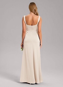 Azazie Frostine Bridesmaid Dresses White Alabaster A-Line Bow Stretch Satin Dress image8