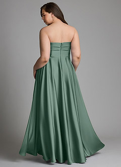Azazie Meleena Bridesmaid Dresses Eucalyptus A-Line Strapless Stretch Satin Dress image8