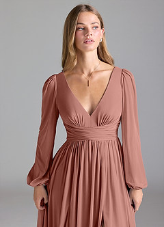 Azazie Norah Bridesmaid Dresses Cedar Rose A-Line Mesh Dress image7