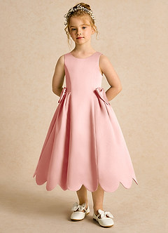 Azazie Macaroon Final Sale Blushing Pink Ball-Gown Bow Matte Satin Dress image4