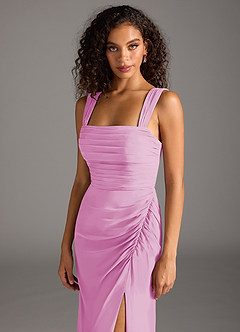 Azazie Jesaphine Bridesmaid Dresses Candy Pink Sheath Bow Chiffon Dress image7