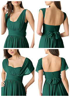 Azazie Olani Brautjungfernkleider Wandelbar A-Linie Schulterfrei Chiffon Kleid Smaragd image9