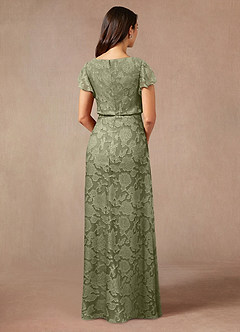 Azazie Lehi Mère de la mariée Robes Robe Trapèze en Blumen-Burnout Col bateau Pistache image2