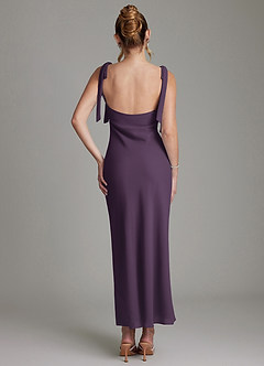 Azazie Luddie Bridesmaid Dresses Plum Mermaid Bow Chiffon Dress image6