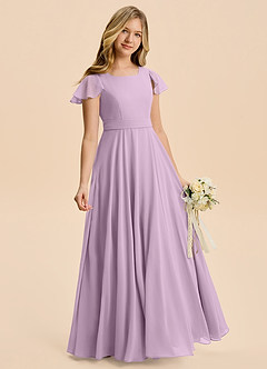 Azazie Cady Junior Wisteria A-Line Pleated Chiffon Dress image3