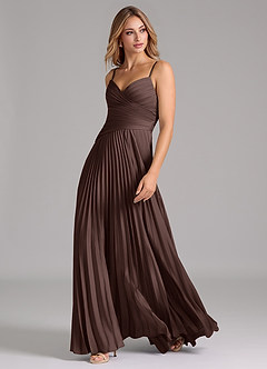 Azazie Vini Abiti da Damigella Abito A-Line in Raso Elasticizzato Plissettato Ganache image5