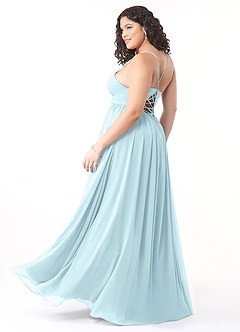 Azazie Aaida Bridesmaid Dresses Cloud Blue A-Line Corset Chiffon Dress image10