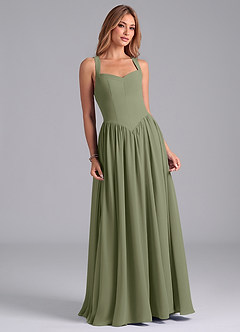 Azazie Francis Bridesmaid Dresses Pistachio A-Line Corset Chiffon Dress image4