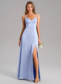 Azazie Talina Bridesmaid Dresses Ice A-Line Stretch Satin Dress image1