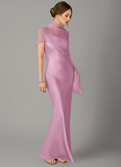 Azazie Jaleesa Robes de demoiselle d'honneur Robe Trapèze en Satin extensible Col haut Rose Bonbon image3