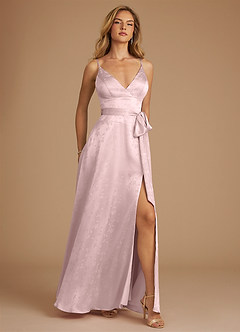 Azazie Sophia Bridesmaid Dresses Peony Pink Floral Jacquard A-Line Pleated Floral Jacquard Dress image5