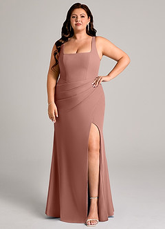Azazie Mero Bridesmaid Dresses Cedar Rose Sheath Pleated Chiffon Dress image9