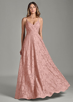 Azazie Amani Robes de demoiselle d'honneur Robe Trapèze en Blumen-Burnout Plissée Rosette image5