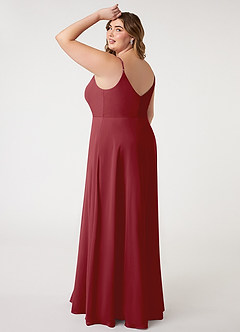 Azazie Daenerys Bridesmaid Dresses Pomegranate A-Line Cowl Chiffon Dress image11