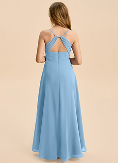 Azazie Gia Junior A-Linie Plissee Chiffon Kleid Stahlblau image2