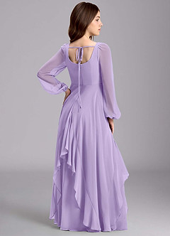 Azazie Clara Junior Vestido de Lila de Gasa de Corte en A con Blusón image8