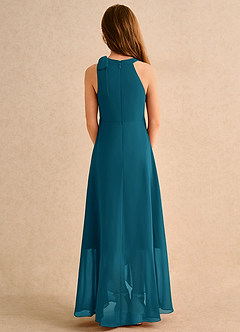 Azazie Boop Girls Formal Flower Girl Dresses Ink Blue A-Line Bow Chiffon Dress image2