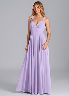 Azazie Darana Bridesmaid Dresses Lilac A-Line Corset Chiffon Dress image5