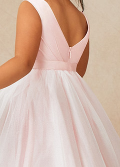 Azazie Bee Flower Girl Dresses Blushing Pink Ball-Gown Pleated Tulle Dress image5