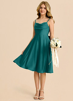 Azazie Bear Junior Peacock A-Line Sweetheart Neckline Stretch Satin Dress image4