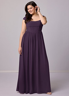 Barbie ♥ Azazie Bridesmaid Dresses Plum A-Line Corset Chiffon Dress image9