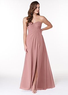 Azazie Arabella Allure Vestidos de damas de honor Vestido de Rosa Polvorienta de Gasa de Corte en A Convertible con Escote de Corazón image1