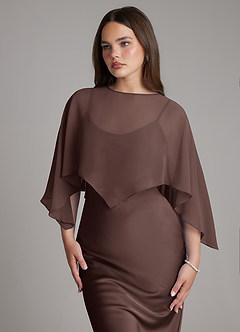 Azazie Ambra Bridesmaid Dresses Ganache Mermaid Pleated Stretch Satin Dress image4