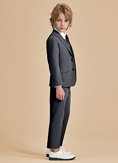 front Oliver Boys Charcoal 5-Piece Suit With Pre-tie