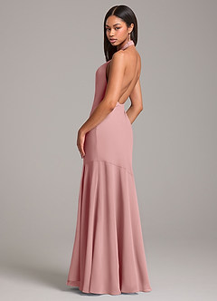 Azazie Lorena Bridesmaid Dresses Dusty Rose Mermaid Pleated Chiffon Dress image6