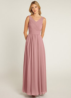 Azazie Pierrette Bridesmaid Dresses Dusty Rose A-Line Pleated Chiffon Dress image1