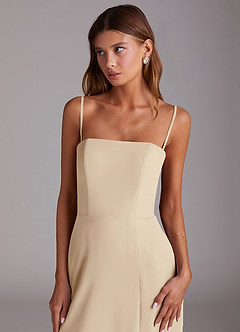 Azazie Wren 신부 들러리 드레스 A라인 스트랩리스 쉬폰 티 길이 드레스 image6