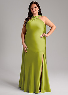Azazie Kinsley Brautjungfernkleider Meerjungfrau-Linie Seitliche Cut-Outs Stretch-Satin Kleid Zitronengras image7