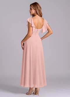 Azazie Leilani Robes de demoiselle d'honneur Robe Trapèze en Mousseline de soie Rayé Rose Poudré image5