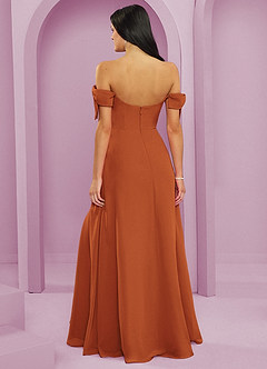 Barbie ♥ Azazie Jurken voor bruidsmeisjes Converteerbaar Jurk van Chiffon met A-Lijn Off the Shoulder Kaneel image2