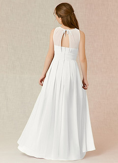 Azazie Bibiane Junior White A-Line Pleated Chiffon Dress image2