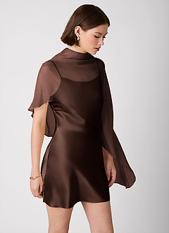 Crystle Espresso 100% Washable Silk Mini Dress image6