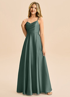 Azazie Rumi Junior Klä av A-Line i Stretch Satin Plisserad image3